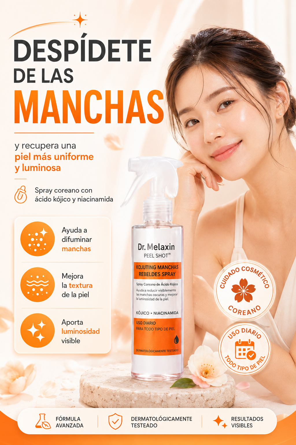Spray Coreano de Ácido Kójico - Dile adiós a las manchas oscuras